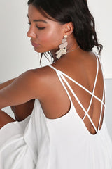 Inspirational Cutie White Linen Strappy Shift Mini Dress