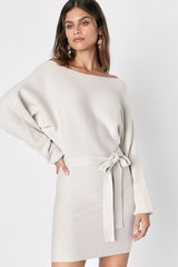 Modern Comfort Ivory Dolman Sleeve Mini Sweater Dress