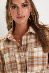 Plaid Behavior Ivory and Brown Plaid Long Sleeve Mini Dress