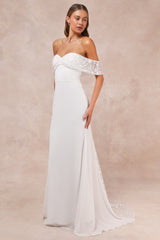 Beloved Beginning White Embroidered Off-the-Shoulder Maxi Dress