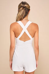 Latest Crush White Sleeveless Backless Skort Romper