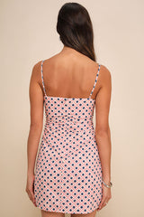 Charming Desire Pink Geo Print Ruched Sleeveless Mini Dress
