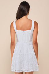 Truly Flawless White Lace Sleeveless Bow Bustier Mini Dress