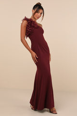 Stunning Significance Plum One-Shoulder 3D Ruffled Maxi Dress