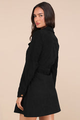 Simple Affection Black Corduroy Mini Dress With Pockets