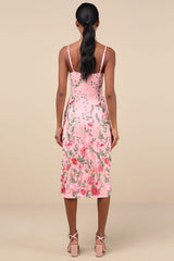 Blooming For Love Pink Floral Embroidered Midi Dress