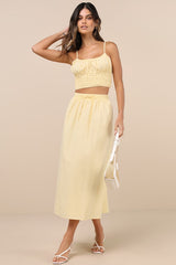 Delightful Yellow Two-Piece Midi Dress