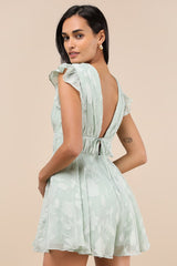 All About The Flowers Mint Green Burnout Floral Ruffled Romper
