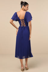 Calia Royal Blue Flutter Sleeve Midi Dress
