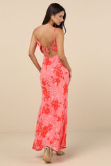 Ilaria Pink Floral Burnout Maxi Dress