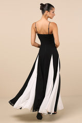 Elisha Black and White Sleeveless Maxi Dress