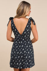 Gabriella Navy Floral Tie-Strap Mini Dress