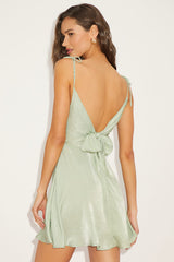 Party with Prosecco Sage Green Satin Tie-Back Mini Dress