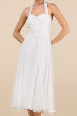 Galia White Lace Halter Midi Dress