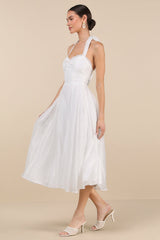 Galia White Lace Halter Midi Dress