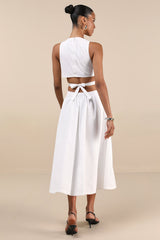 Kianne White Cutout Tie-Back Midi Dress