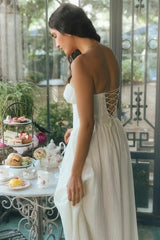 Aspen Ivory Plisse Strapless Bustier Midi Dress
