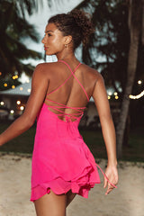 Perfected Sweetness Hot Pink Pleated Tiered Mini Dress