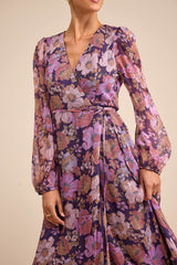 Feeling Sweet Purple Floral Print Long Sleeve Wrap Maxi Dress