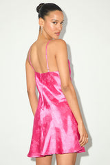 Close to Your Heart Pink Satin Jacquard Cowl Slip Dress