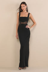 Onetta Black Mesh Column Maxi Dress