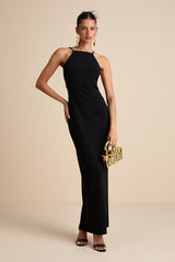 Annina Black Cutout Column Maxi Dress