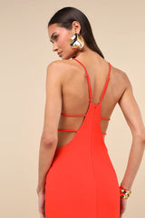 Annina Orange Cutout Column Maxi Dress