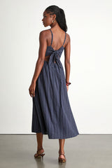 Feeling the Best Navy Striped Tie-Back Midi Dress with Pockets