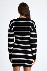 Maudie Black and White Striped Sweater Mini Dress