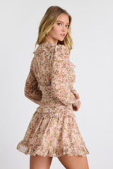 Ismini Blush Multi Floral Long Sleeve Mini Dress