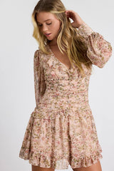 Ismini Blush Multi Floral Long Sleeve Mini Dress