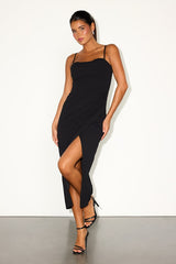 Always Turning Heads Black Bustier Tulip Midi Dress