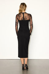 Bragging Rights Black Lace Long Sleeve Midi Dress
