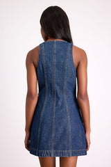 Didi Dark Wash Denim Wrap Mini Dress