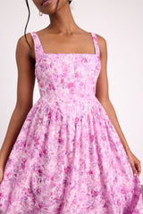 Colwyn Light Magenta Floral Jacquard Bustier Midi Dress