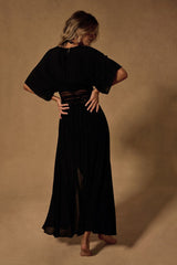 Sophina Black Tie-Front Short Sleeve Swim Cover-Up