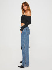 Jankins Low Rise Straight Leg Jeans Mid Wash