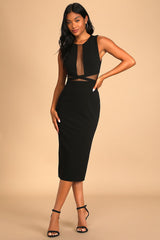 Not Meshing Around Black Cutout Bodycon Midi Dress