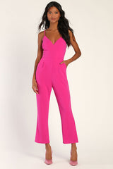 Signature Cutie Hot Pink V-Neck Sleeveless Jumpsuit