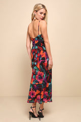 Beautiful Entrance Multi Floral Twist-Front Midi Dress