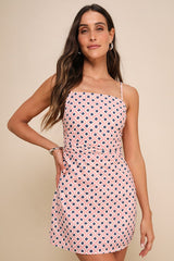 Charming Desire Pink Geo Print Ruched Sleeveless Mini Dress