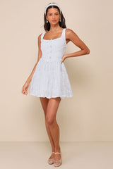 Truly Flawless White Lace Sleeveless Bow Bustier Mini Dress