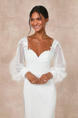 Timeless Adoration White Embroidered Bishop Sleeve Maxi Dress
