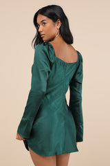 Sensational Fate Emerald Green Satin Cowl Neck Mini Dress