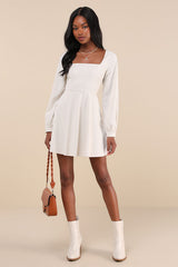 Daily Affection Beige Corduroy Mini Dress With Pockets