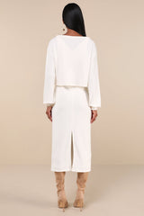Marvelous Match Ivory Knit Two-Piece Midi Dress & Sweater Set