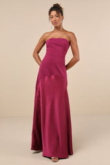 Compelling Style Plum Purple Strapless A-Line Maxi Dress