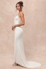 Stunning Vow White Beaded Sequin Maxi Dress