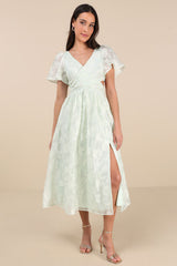 Hilly Light Mint Floral Jacquard Lace-Up Midi Dress