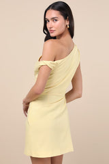 Nellie Light Yellow Off-the-Shoulder Mini Dress